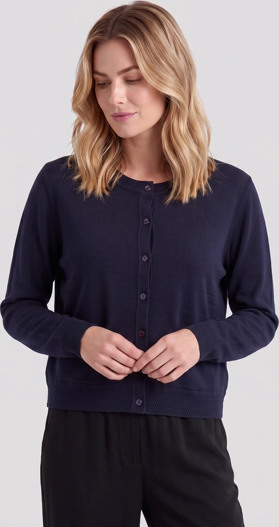 - Brandtex Langærmet Cardigan - Mørkeblå - Knaplukning