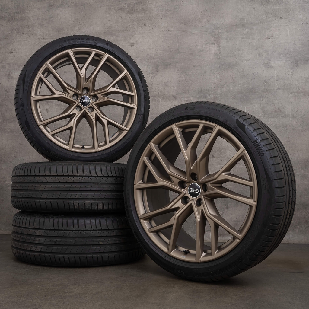 originale audi e-tron fælge 21 tommer q4 & sportback sommerdæk 89a601025p 89a601025q bronze metallic mat