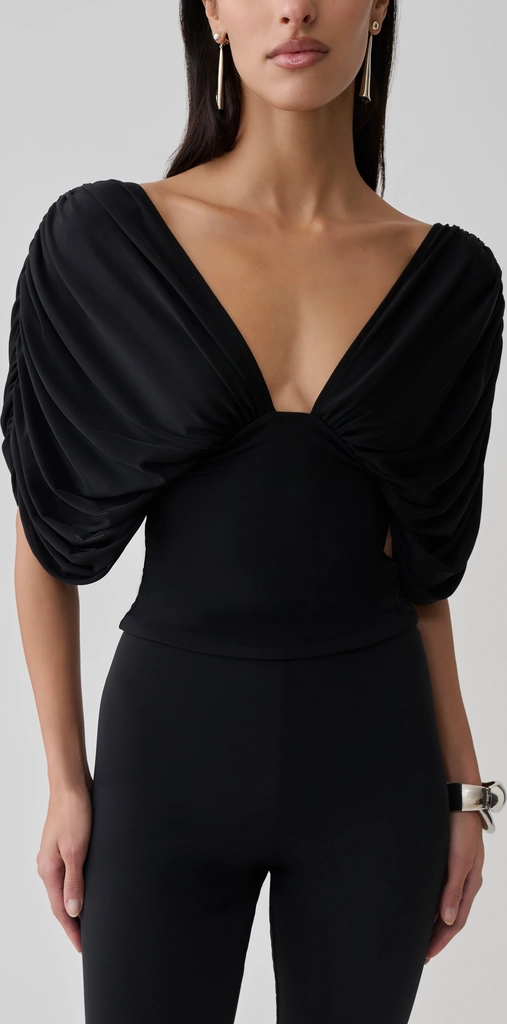 aerin gathered bodice top - black