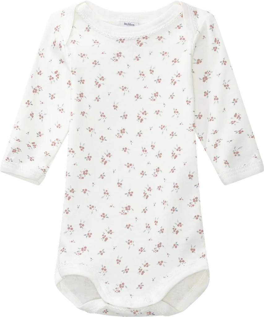 langærmet body hvid m. blomster