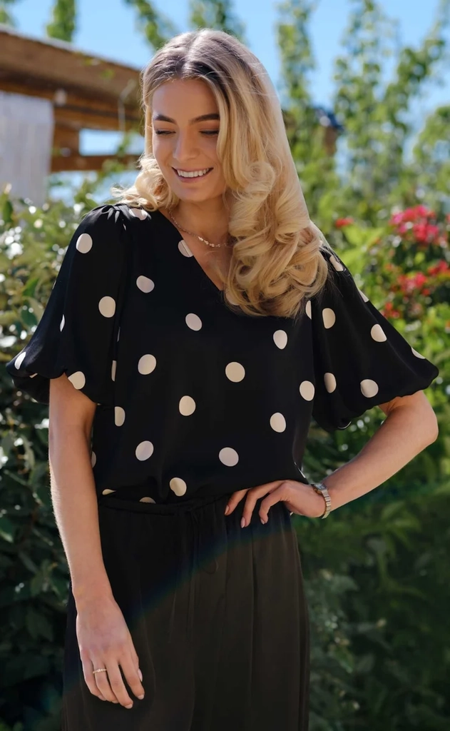 liberte bluse - dotti - black creme dot