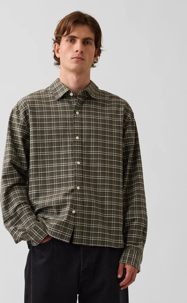 seersucker plaid oversized shirt