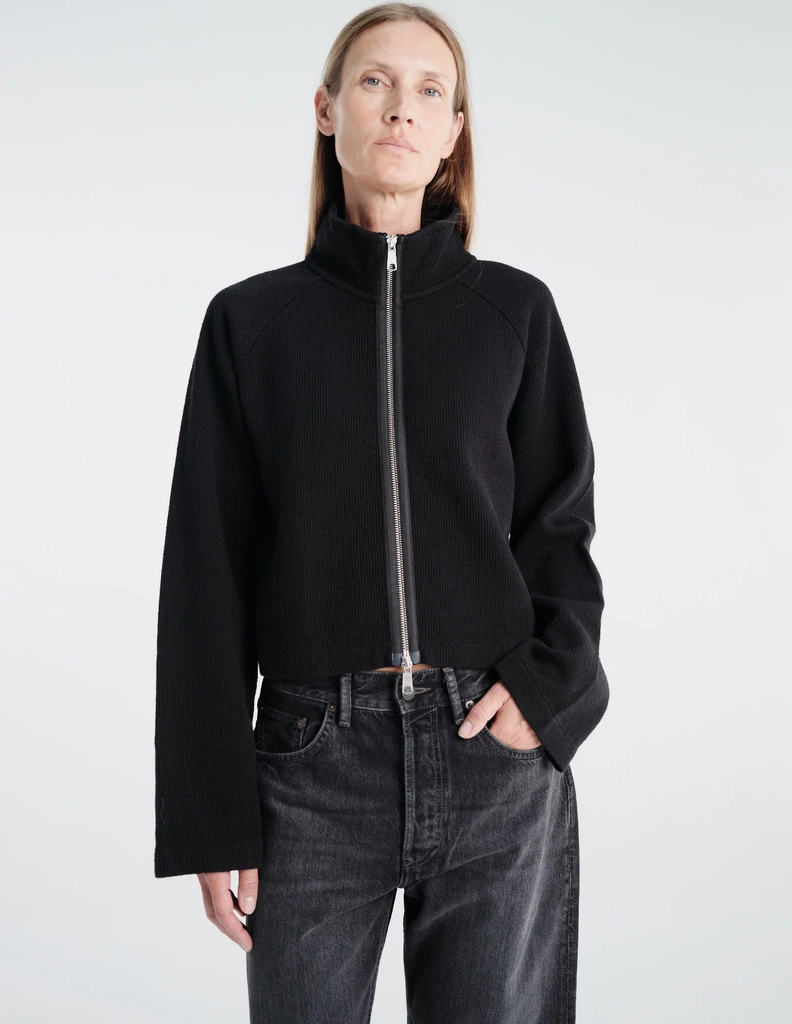cropped leisure zip up i sort
