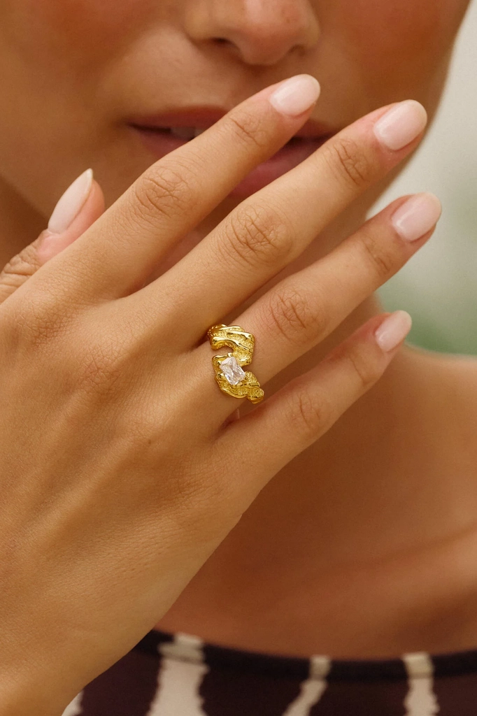 flare zebra ring – forgyldt