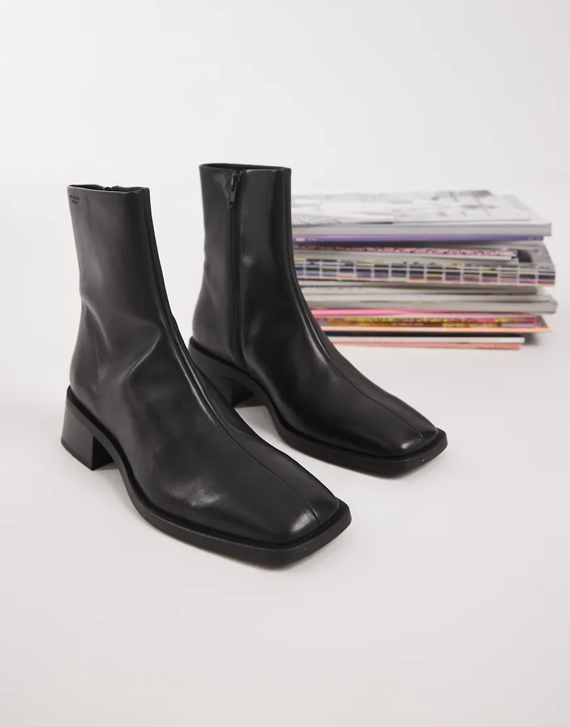 vagabond shoemakers blanca läderboots med fyrkantig tå i svart