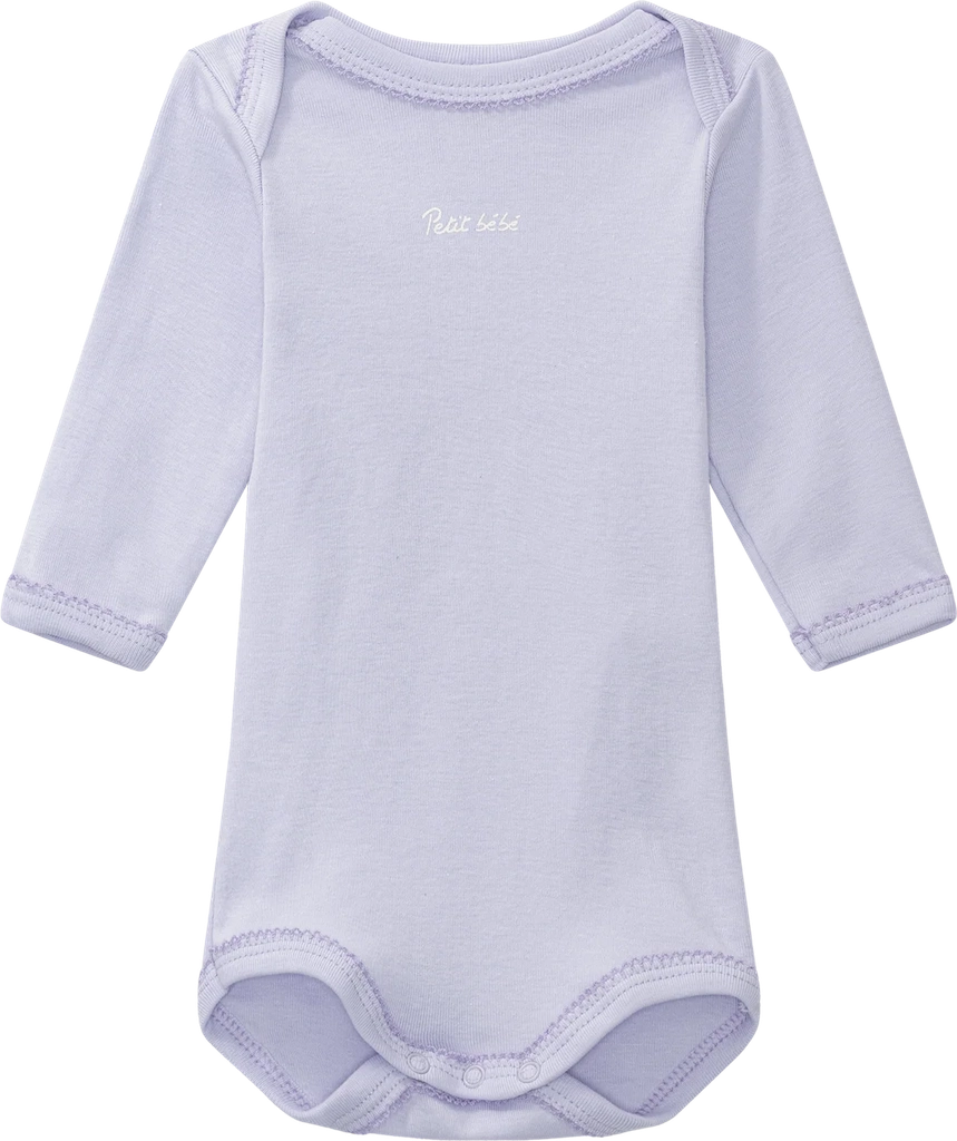 langærmet body "bébé" lilla med kant