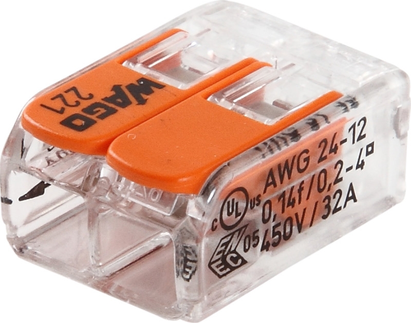 100 stk Wago samlemuffe 2x0,2-4 mm², transparent
