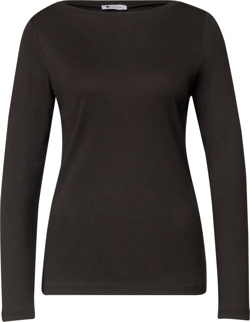 street onelangarm shirt mit u-boot-ausschnitt - långärmad tröja - black coffee