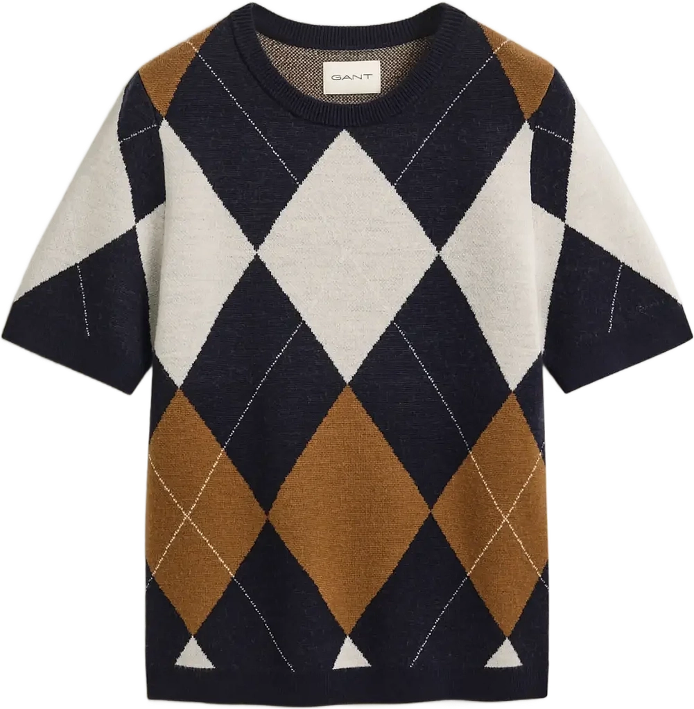 Gant Wool Argyle C-Neck Ss - EVENING BLUE - L