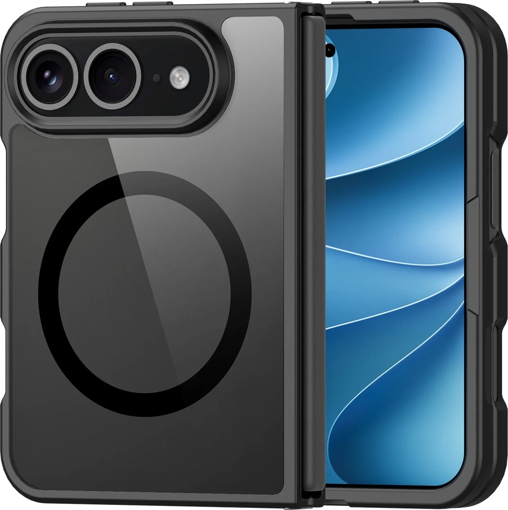 DUX DUCIS Aimo Series iPhone Fold Hybrid Mobilcover - MagSafe Kompatibel - Gennemsigtig / Sort