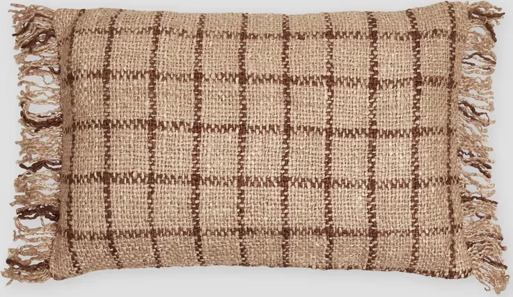 may fringe cushion cover 40x60 cm beige/brown