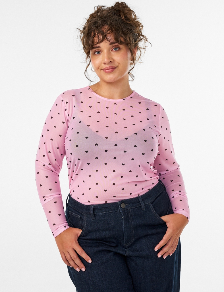 meshbluse med print