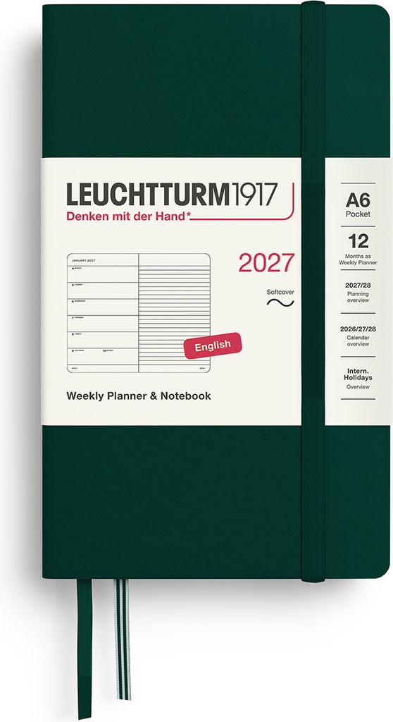 kalender weekly planner 2027 a6 forest green