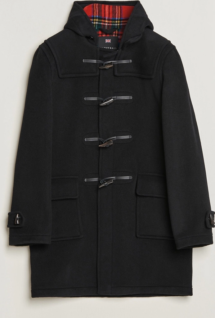 gloverall morris duffle coat black/royal stewart