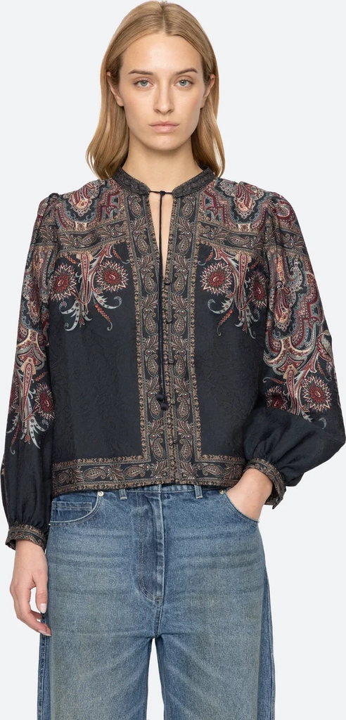 sea new york hyacinth print top navy