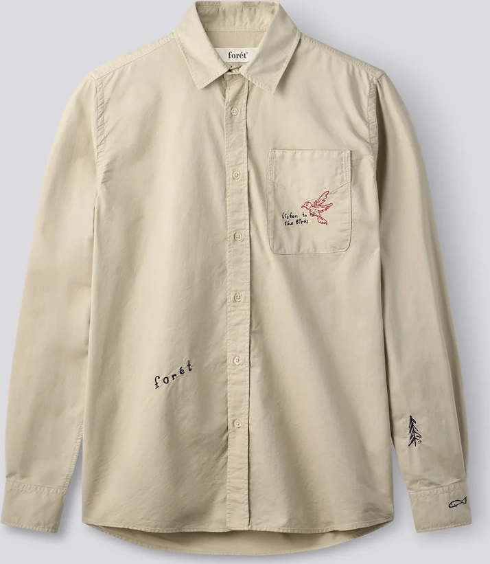 maple embroidery oxford shirt - oat