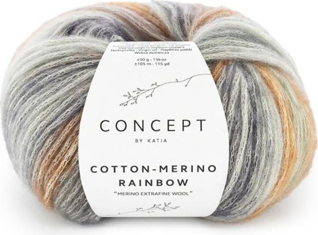 Katia Garn Cotton Merino Rainbow 50g Grå