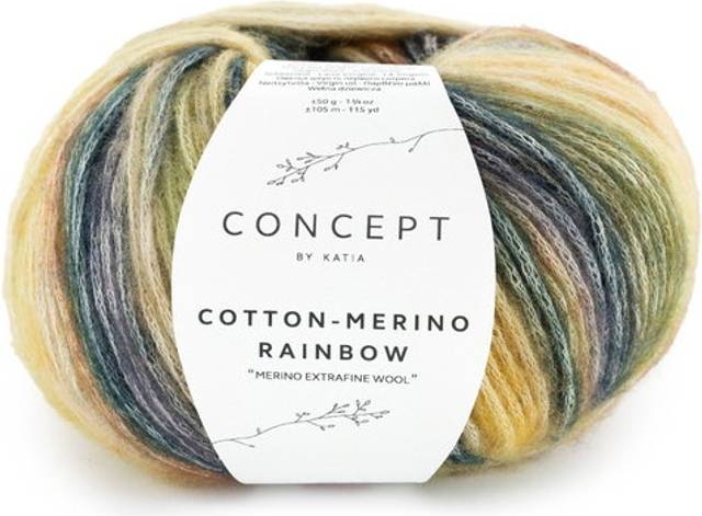 Katia Garn Cotton Merino Rainbow 50g Gul