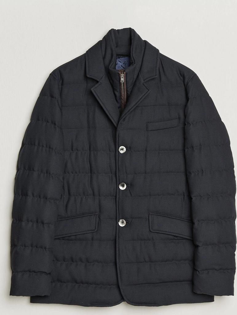 herno flannel down blazer navy