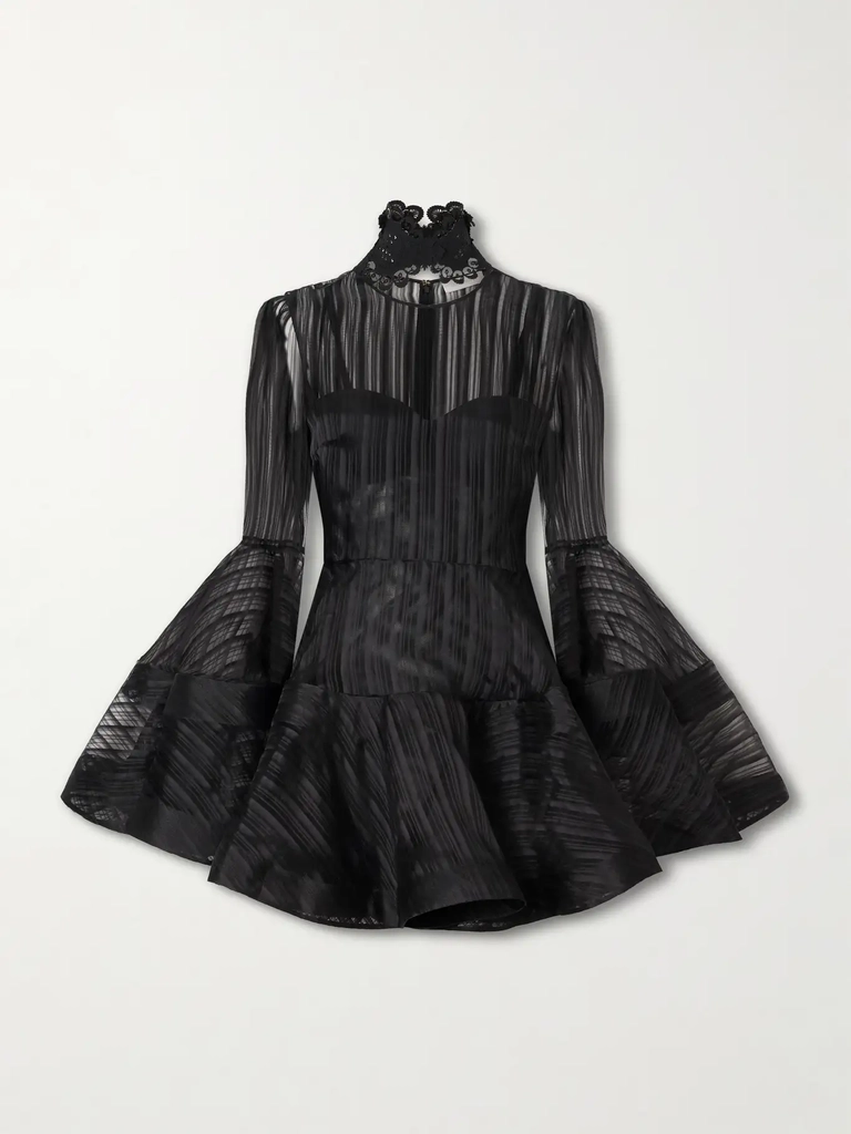 valiant lantern silk-chiffon mini dress