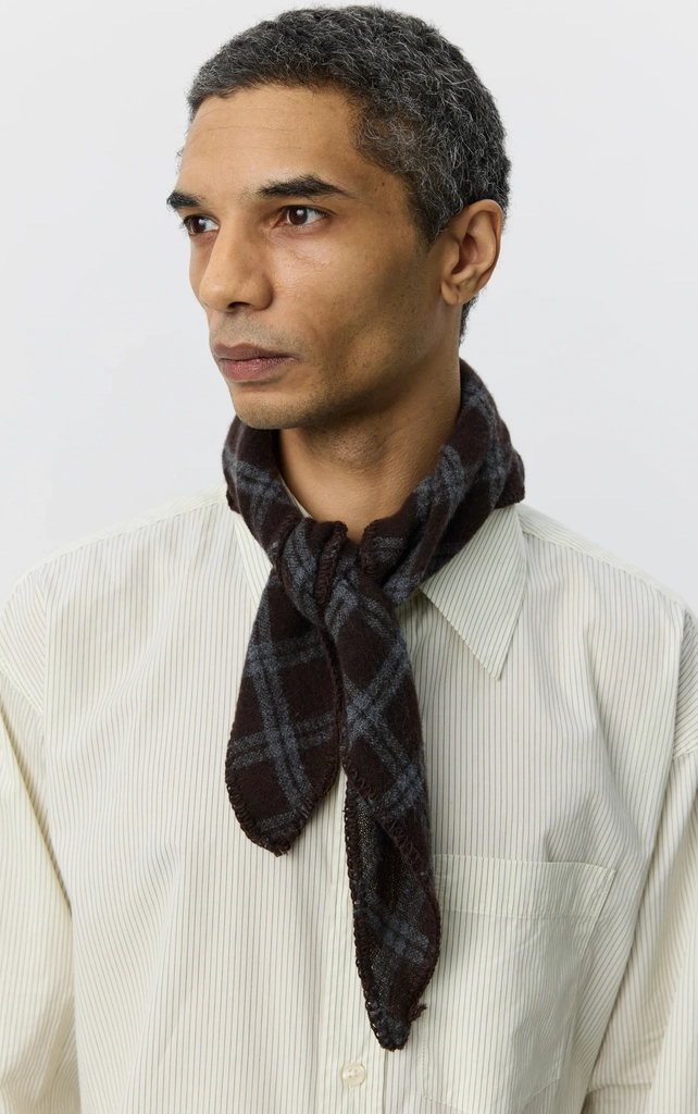 triangle scarf - brown grey check