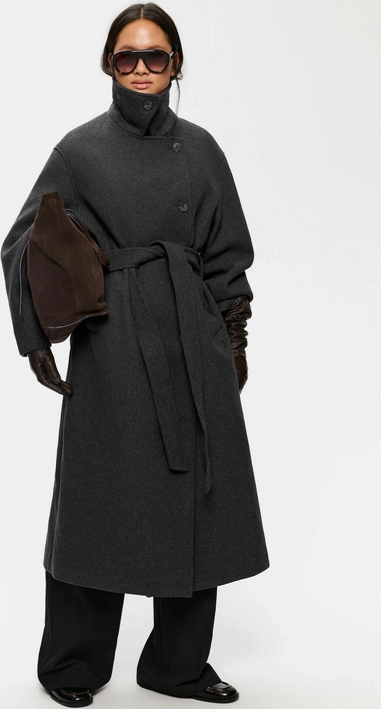 elvinemilleah - klassisk frakke - dark grey melange