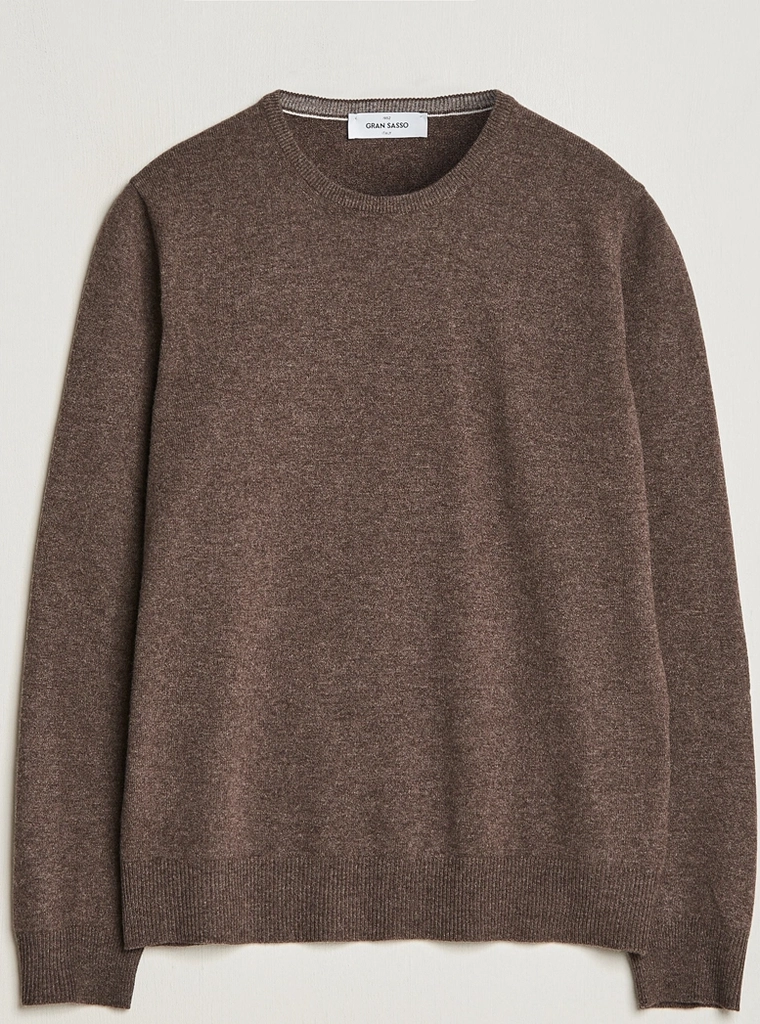 Gran sasso Wool/Cashmere Crew Neck Sweater - Brown
