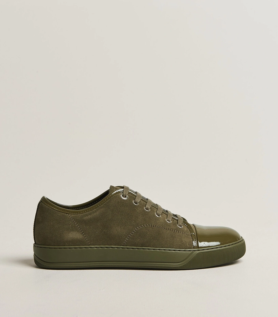 lanvin patent cap toe sneaker khaki