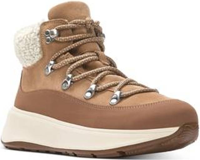 Fitflop Teddy Collar Warm Suede Lace Up Boots - Brown