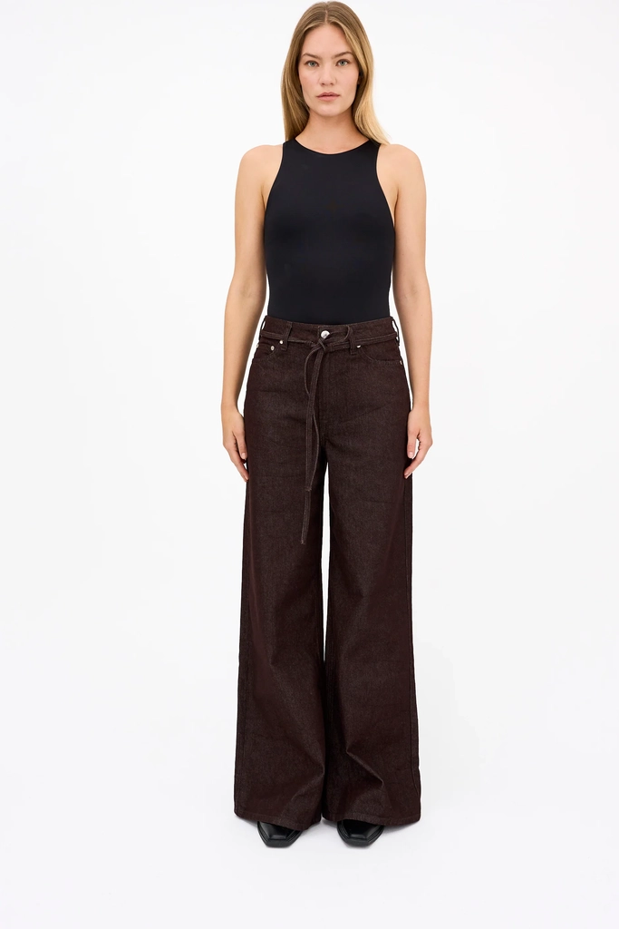 trw-arizona belted jeans wash antique - wine red