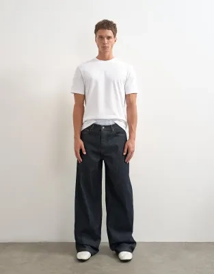 topman rigid baggy fit jeans i rå denim