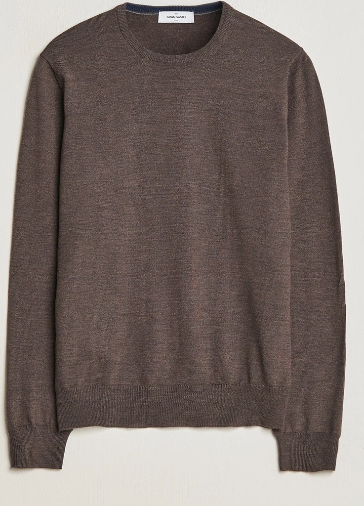 gran sasso merino fashion fit crew neck pullover brown