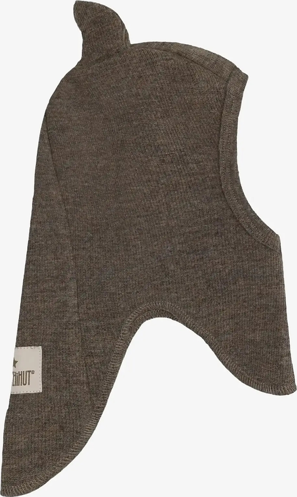 Huttelihut Balaclava Ears Wool Rib - BROWN MELANGE - 40\0-3M