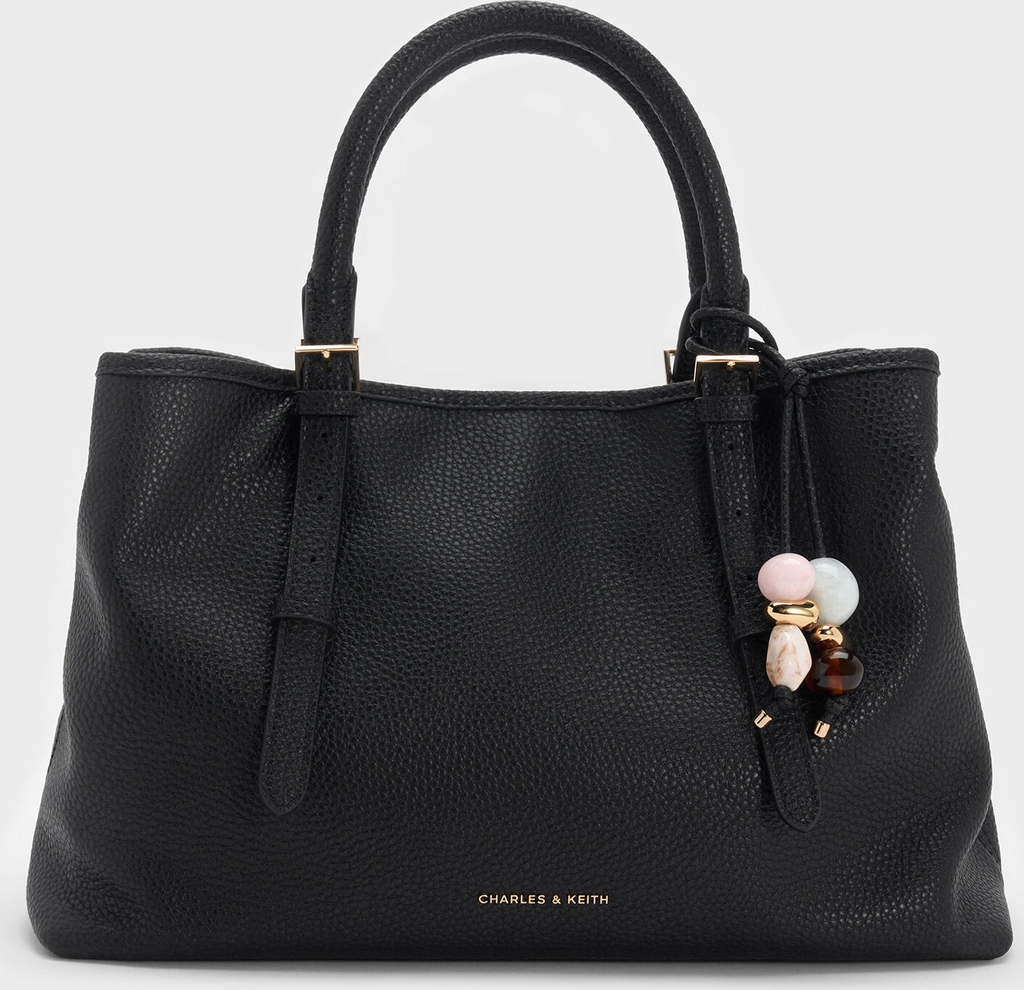 Charles & Keith Baral Bead-Charm Tote Bag Black