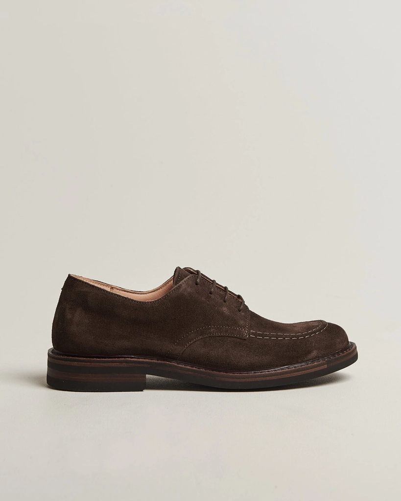 carlflex moc toe dark brown suede