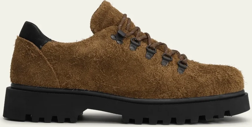 hairy suede low hiking boot - bone brown