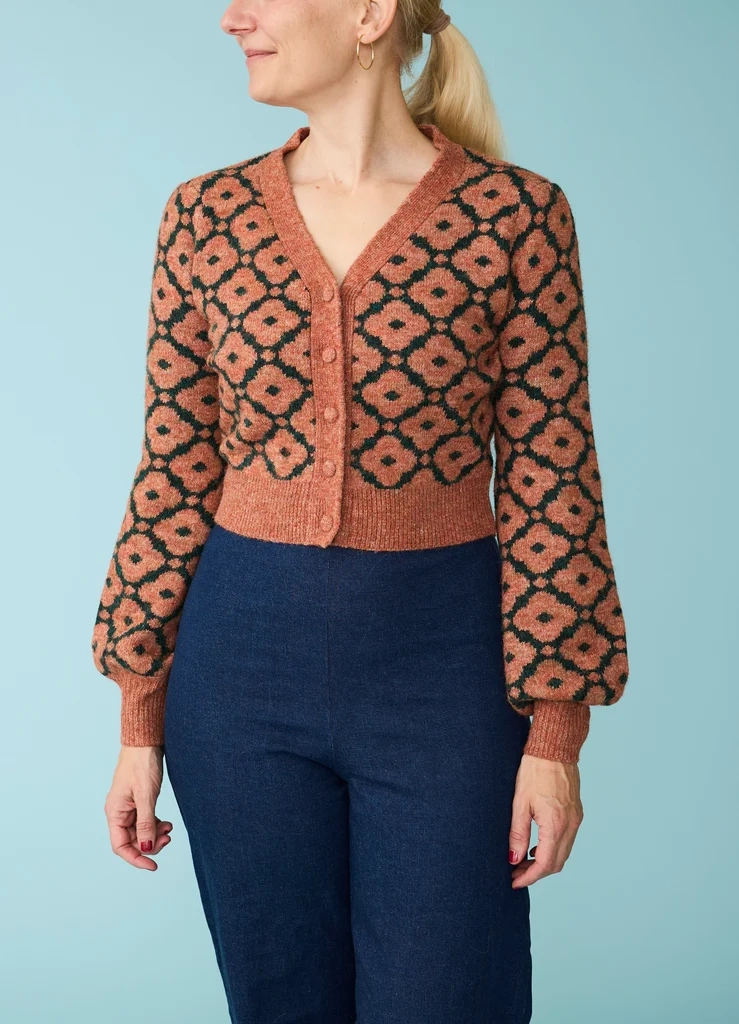 luna cardigan - rust/grøn