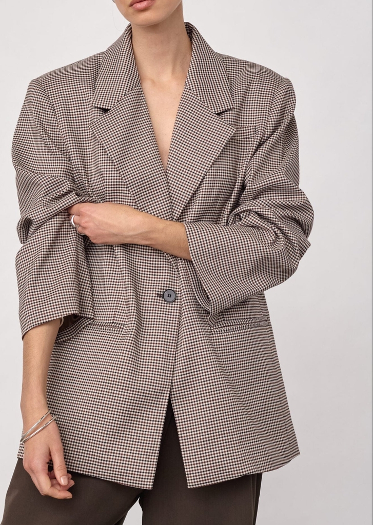 co'couture mida check power blazer bone/brown