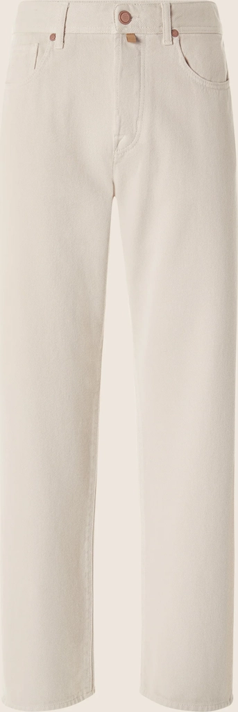 chris straight 5 pocket pants in almond cotton bull fabric with marble effect