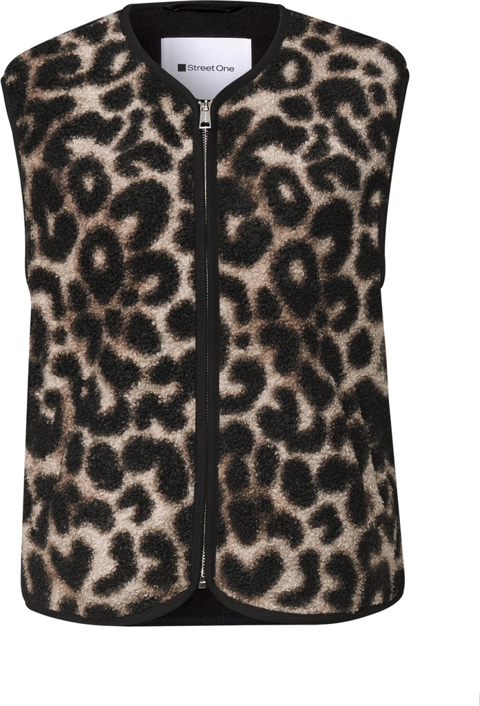 street oneteddy-weste mit zipper und corddetails - vest - black