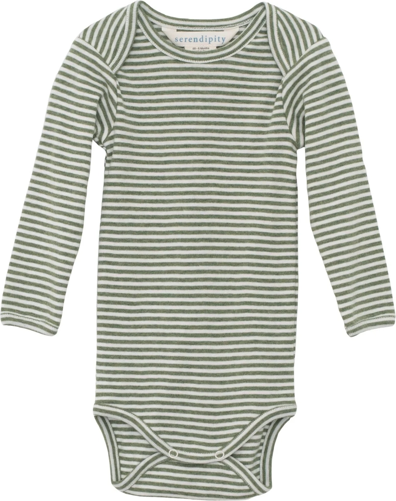 serendipity moss/offwhite baby body stripe