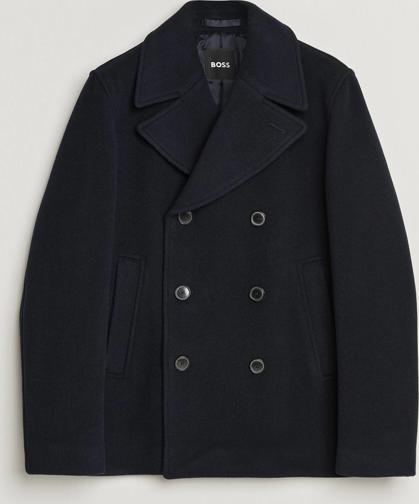 Boss Black Hyde Wool Peacoat - Dark Blue