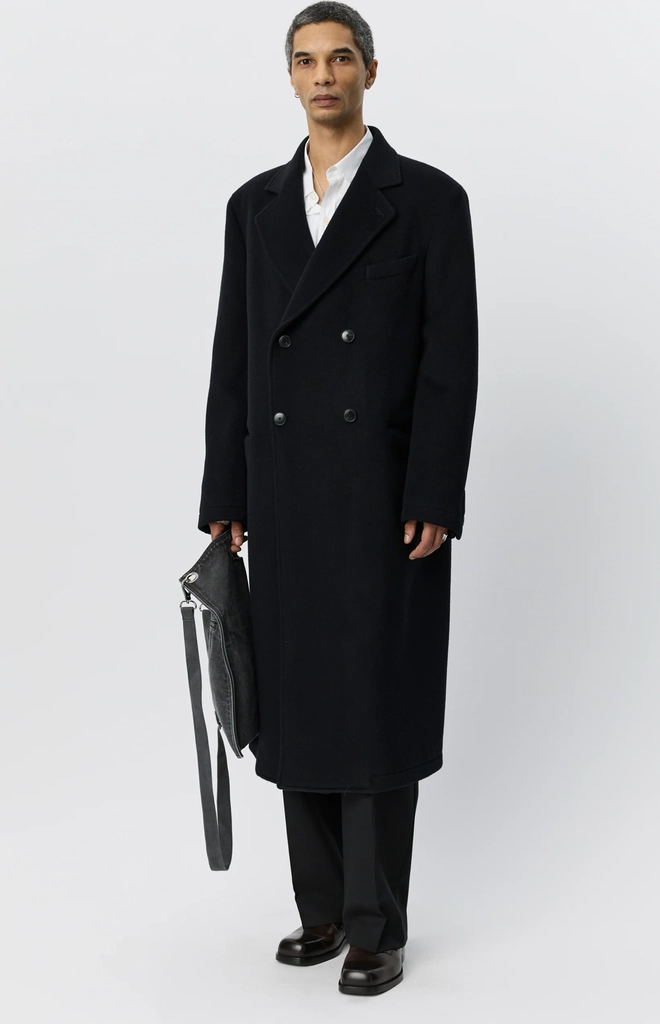 conference coat - black recycled wool