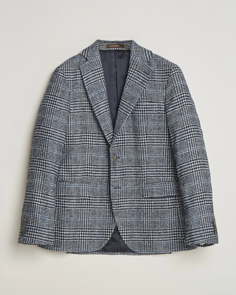 fogerty checked wool/alpaca blazer blue