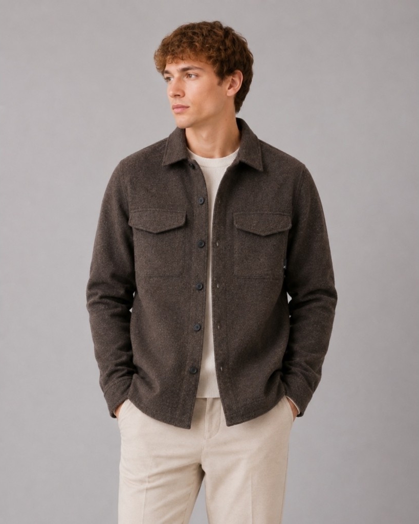 Clean Cut Copenhagen Ditlev Overshirt Mand Dark Brown Skjorter Str S - Polyester hos Magasin