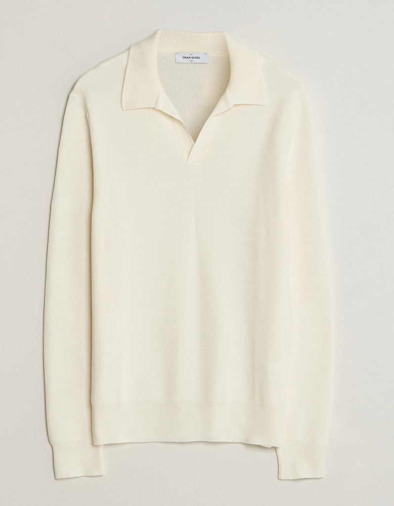 gran sasso merino knitted polo cream