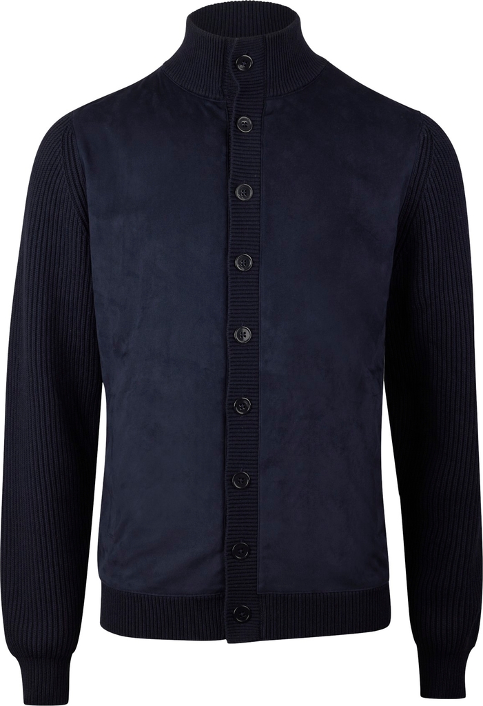 Stenströms Cardigan Knitted Hybrid Buttoned Alcantara Mand Navy Sweaters Str M - hos Magasin