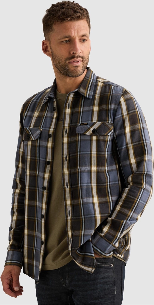 PME Legend Skjorte 'Shirt with lumberjack check pattern and herringbone texture'  lilla