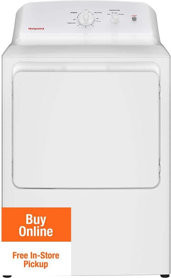 hotpoint 6.2 cu. ft. vented electric dryer in white with auto dry