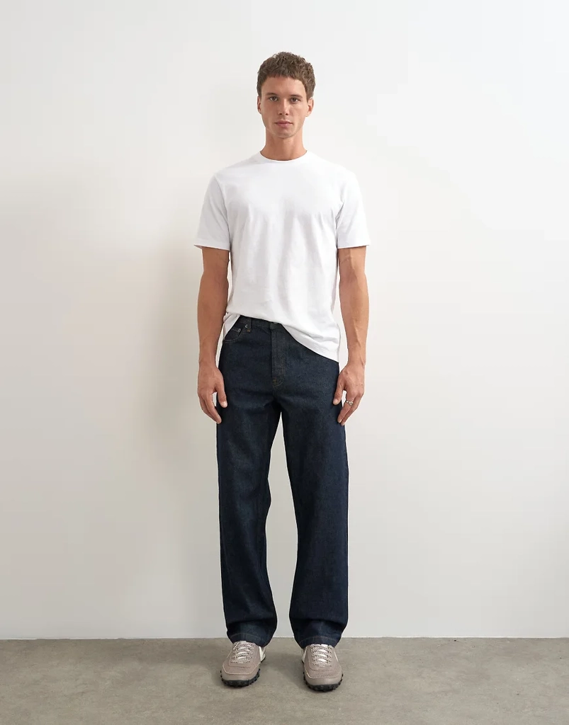Topman Rigid Straight Fit Jeans Rå Denim - Blå